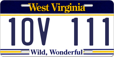 WV license plate 1OV111