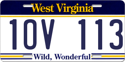 WV license plate 1OV113