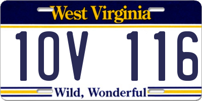 WV license plate 1OV116