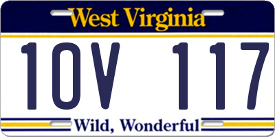 WV license plate 1OV117