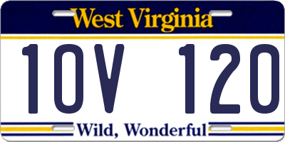 WV license plate 1OV120