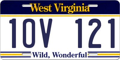 WV license plate 1OV121