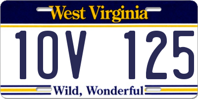 WV license plate 1OV125