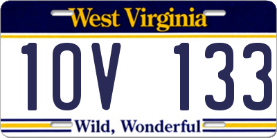 WV license plate 1OV133