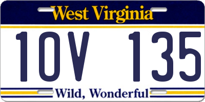 WV license plate 1OV135