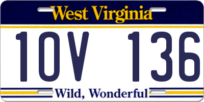 WV license plate 1OV136