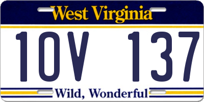 WV license plate 1OV137