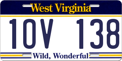 WV license plate 1OV138
