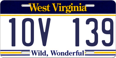 WV license plate 1OV139