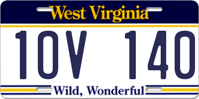 WV license plate 1OV140
