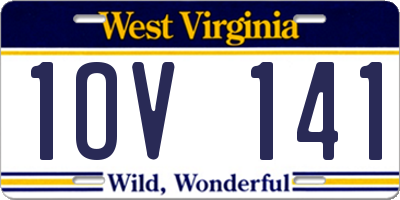 WV license plate 1OV141