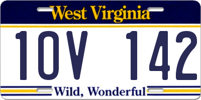 WV license plate 1OV142