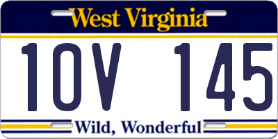 WV license plate 1OV145