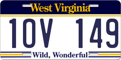 WV license plate 1OV149