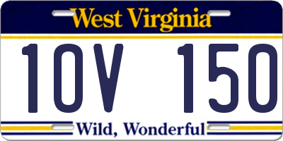 WV license plate 1OV150