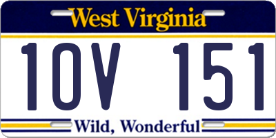 WV license plate 1OV151