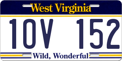 WV license plate 1OV152