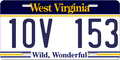 WV license plate 1OV153