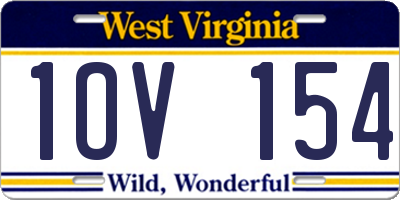 WV license plate 1OV154