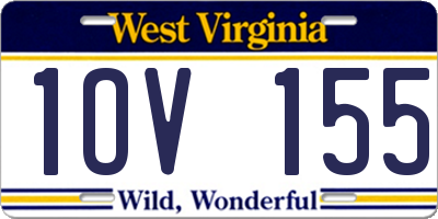 WV license plate 1OV155