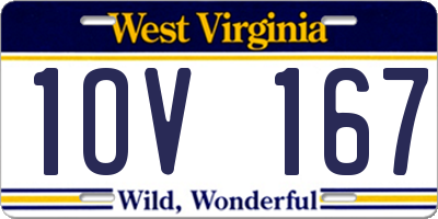 WV license plate 1OV167