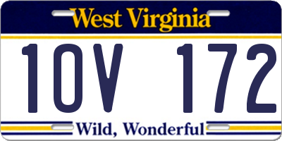WV license plate 1OV172