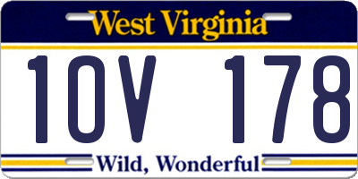 WV license plate 1OV178