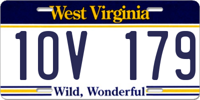 WV license plate 1OV179