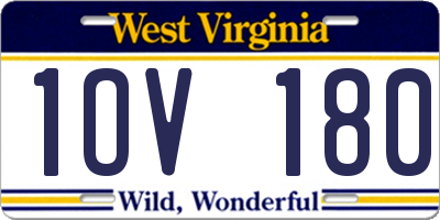 WV license plate 1OV180