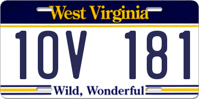 WV license plate 1OV181
