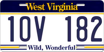 WV license plate 1OV182