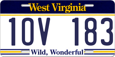 WV license plate 1OV183