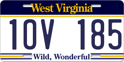 WV license plate 1OV185