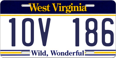 WV license plate 1OV186