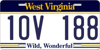 WV license plate 1OV188