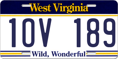 WV license plate 1OV189