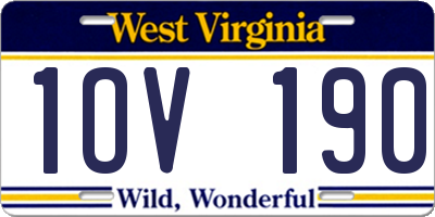 WV license plate 1OV190