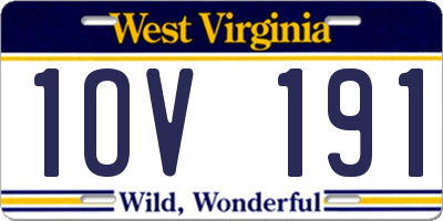 WV license plate 1OV191