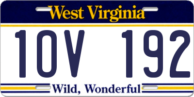 WV license plate 1OV192