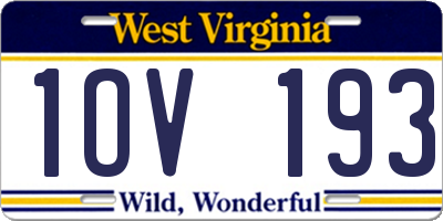 WV license plate 1OV193