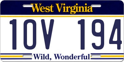 WV license plate 1OV194