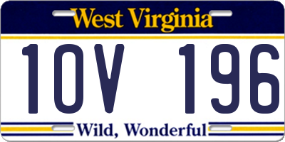WV license plate 1OV196