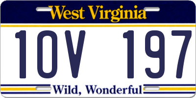 WV license plate 1OV197