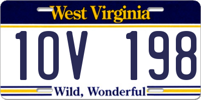 WV license plate 1OV198