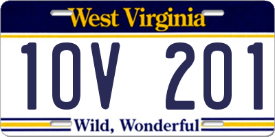 WV license plate 1OV201