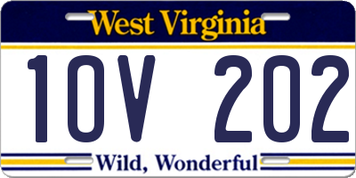 WV license plate 1OV202