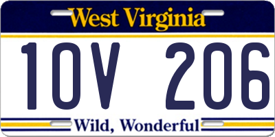 WV license plate 1OV206