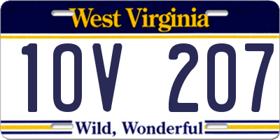 WV license plate 1OV207