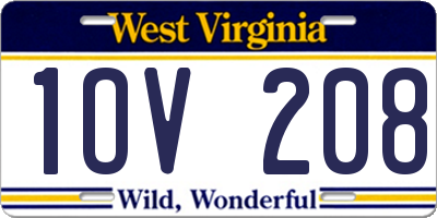 WV license plate 1OV208