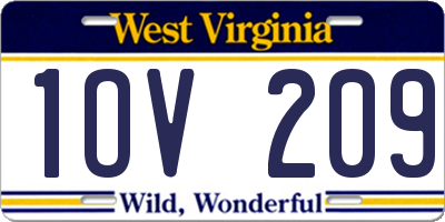 WV license plate 1OV209